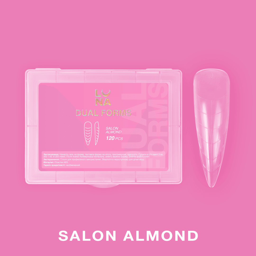 Salon almond top forms for nail extensions