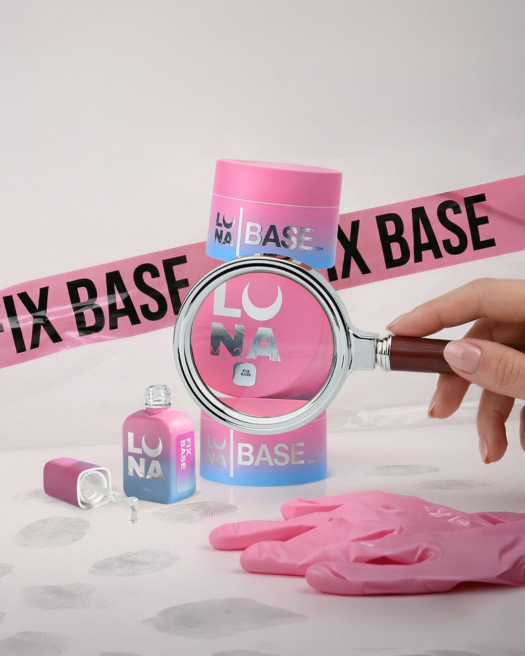 Luna Moon Fix Base — prozirna hipoalergena baza, bočica i posudica od 30 ml