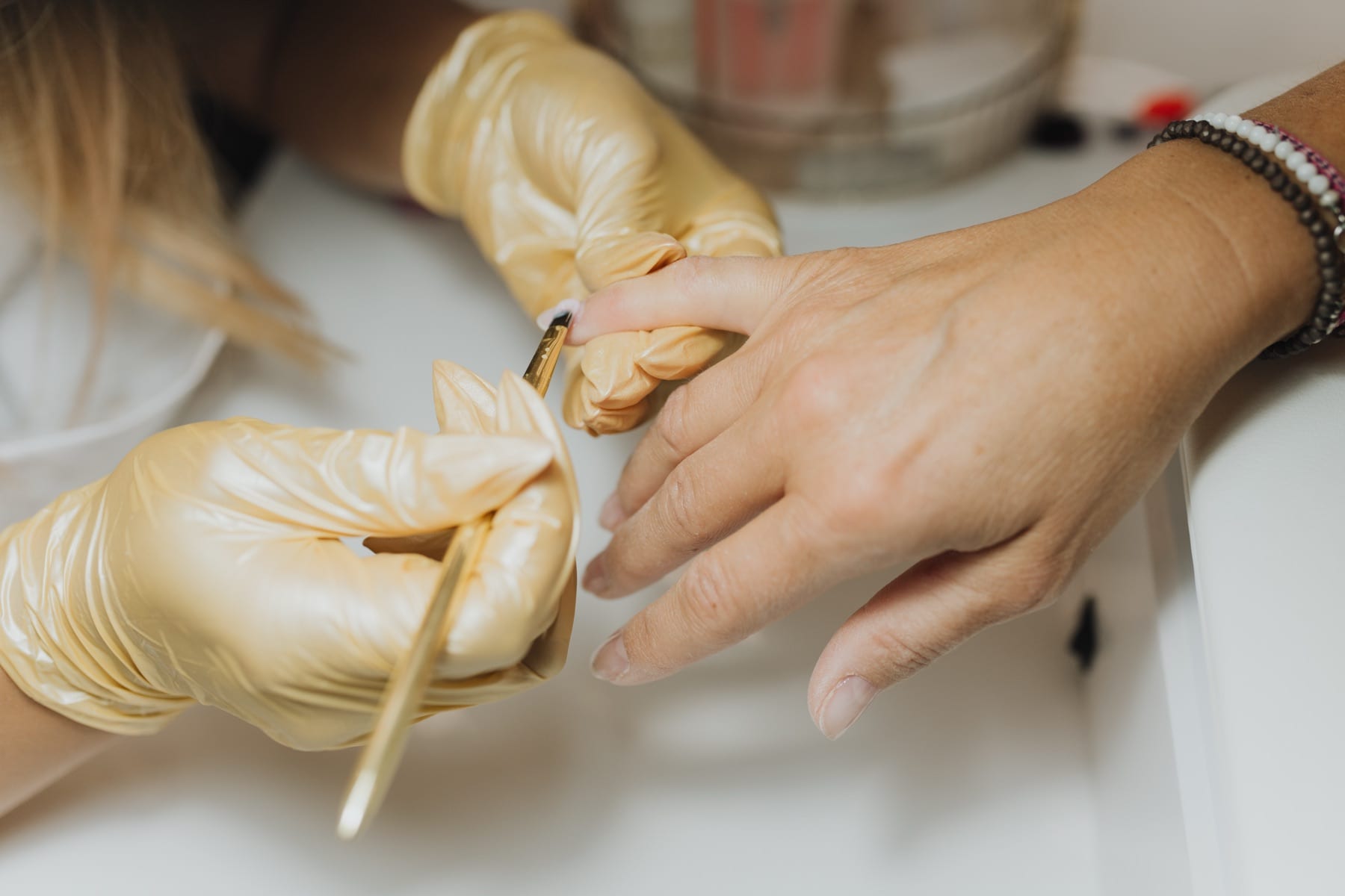 A manicure in progress — natural nail prep